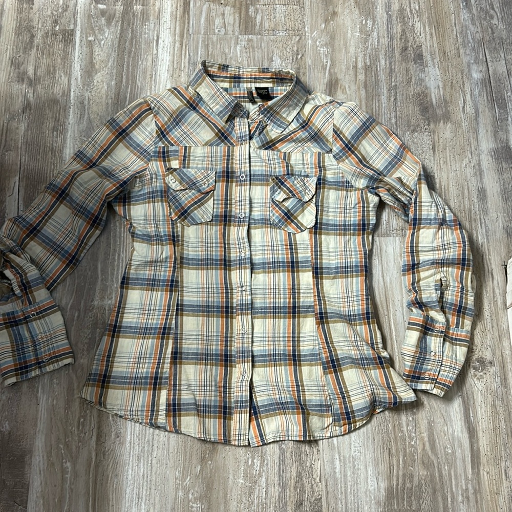 Passport Plaid Button-Down Shirt in Cream, Blue & Orange